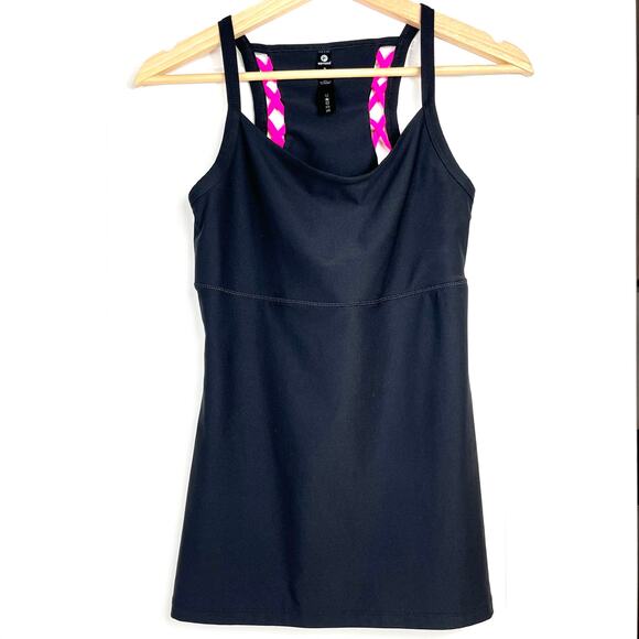 Reflex Womens Tank Razorback Black Pink Accent Size M Athleisure Fitness - Picture 1 of 9